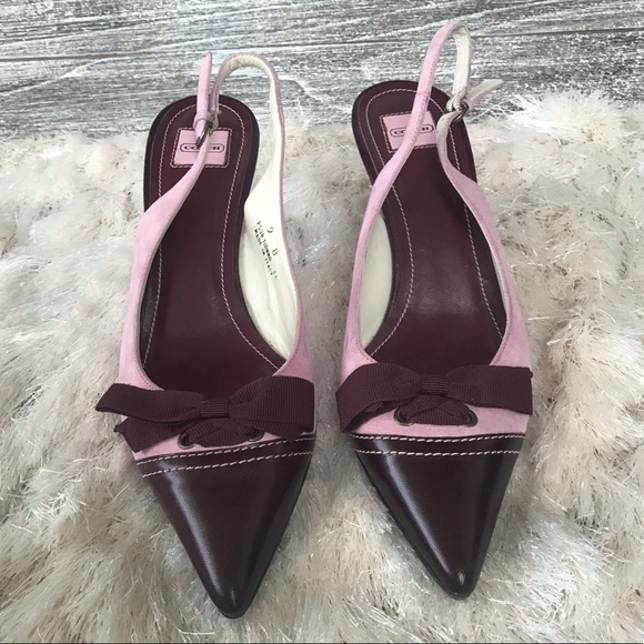 Coach Shoes - Auth. Coach suede & leather 1.5” slingback heels